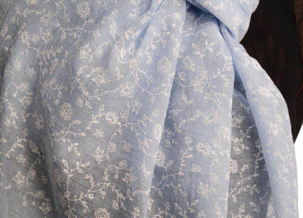 Liss Kiss Printed Thyme Flowers On Blue Unisex Scarf - Scarf