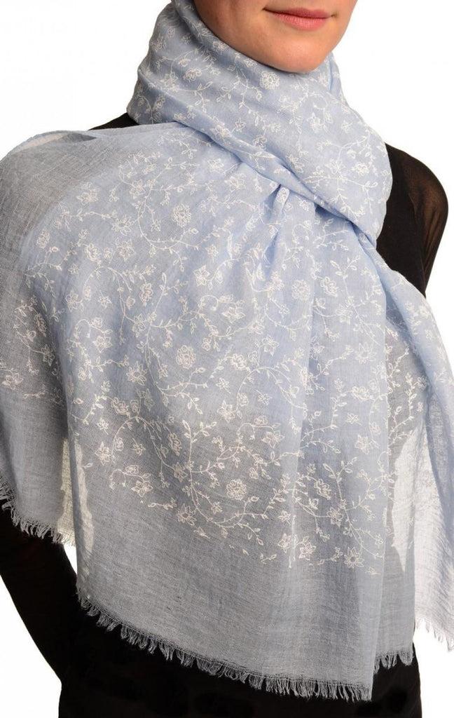 Liss Kiss Printed Thyme Flowers On Blue Unisex Scarf - Scarf