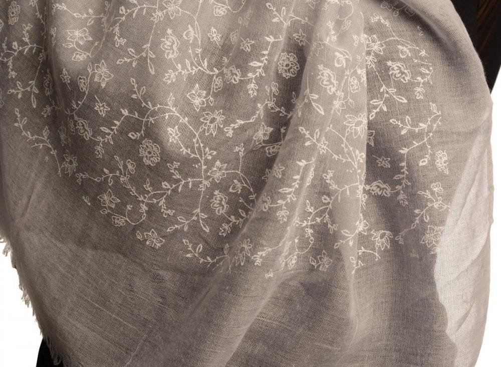 Liss Kiss Printed Thyme Flowers On Grey Unisex Scarf - Scarf