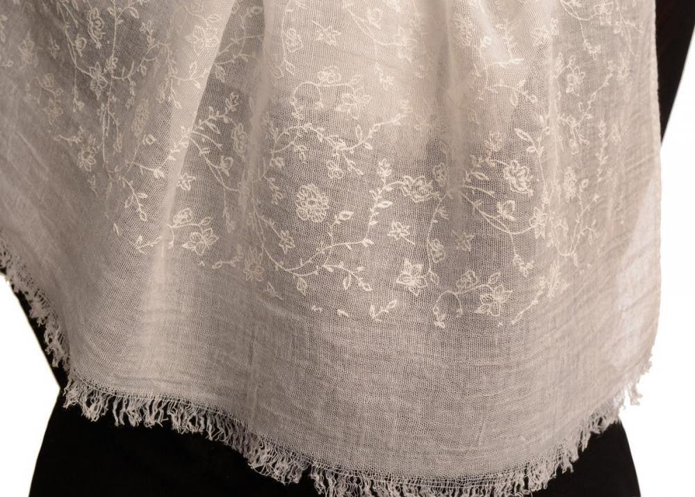 Liss Kiss Printed Thyme Flowers On White Unisex Scarf - Scarf