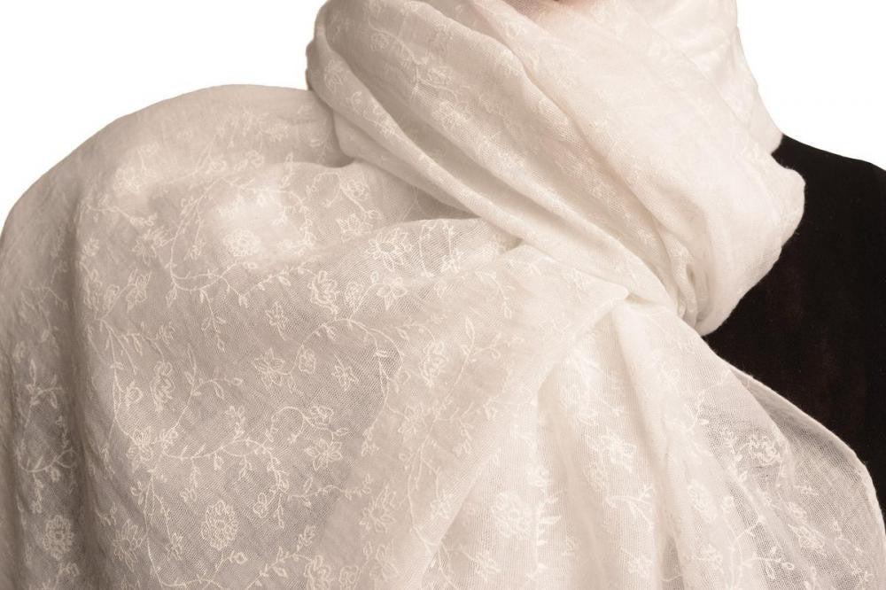 Liss Kiss Printed Thyme Flowers On White Unisex Scarf - Scarf