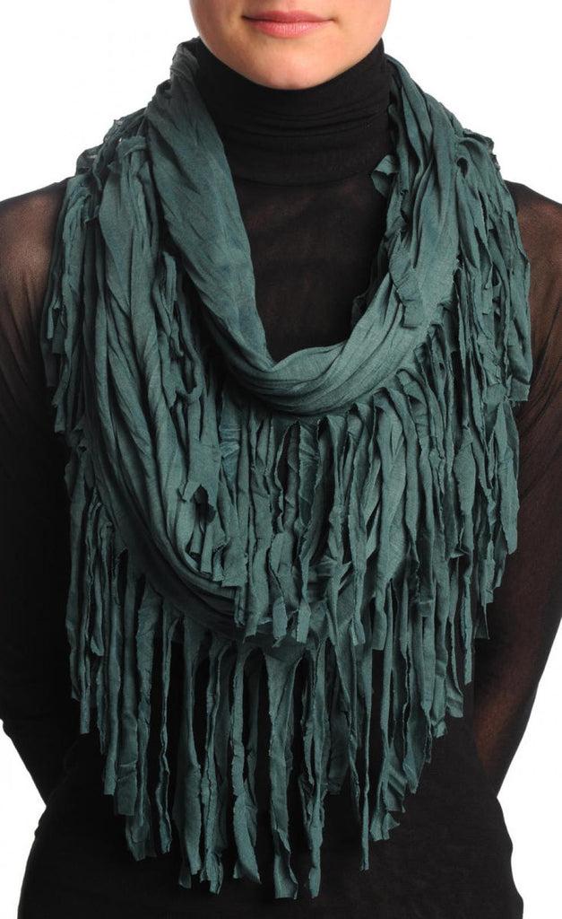 liss kiss Prussian Blue With Tassels Snood Scarf - Snood
