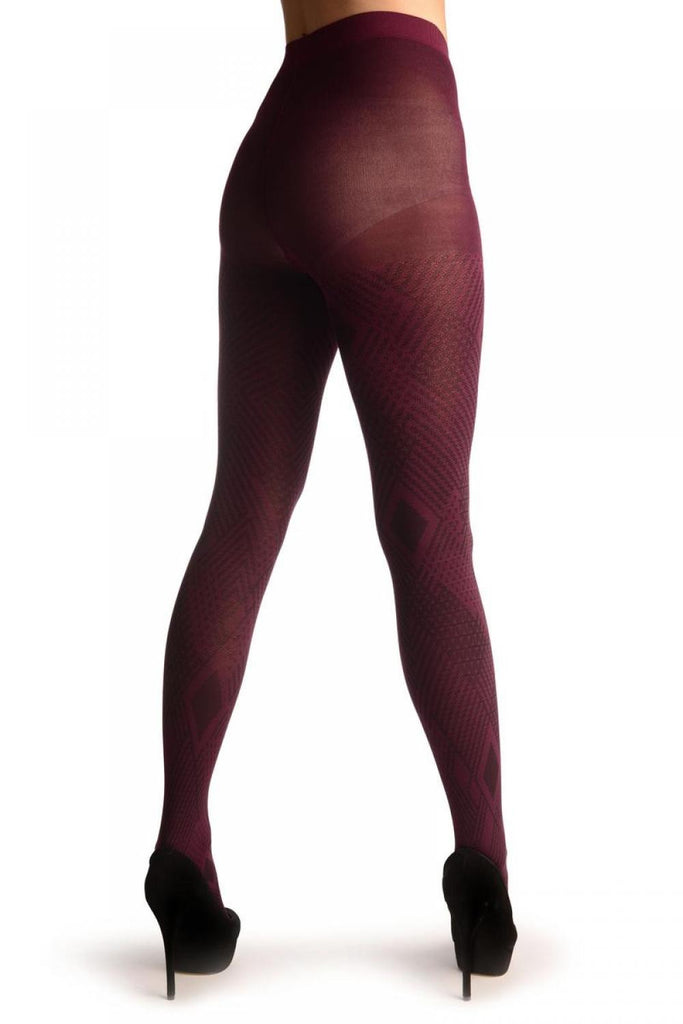 Liss Kiss Purple & Black Geometrical Woven Tiles - Tights