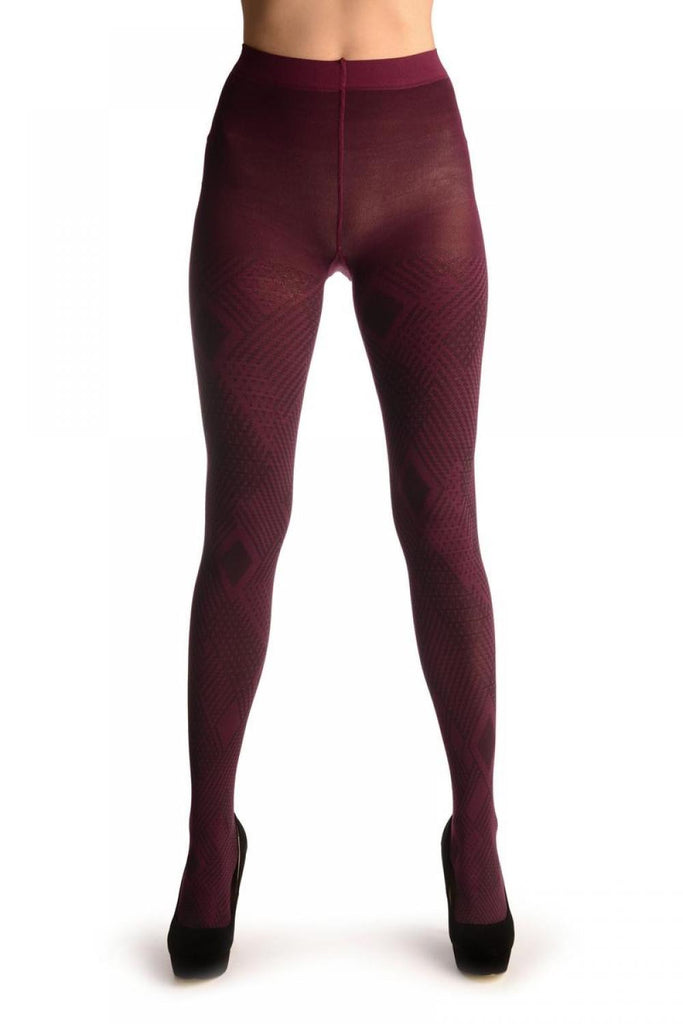 Liss Kiss Purple & Black Geometrical Woven Tiles - Tights