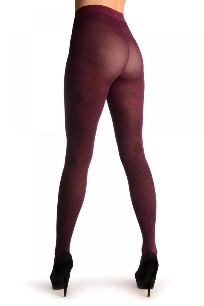 Liss Kiss Purple & Black Geometrical Woven Tiles - Tights