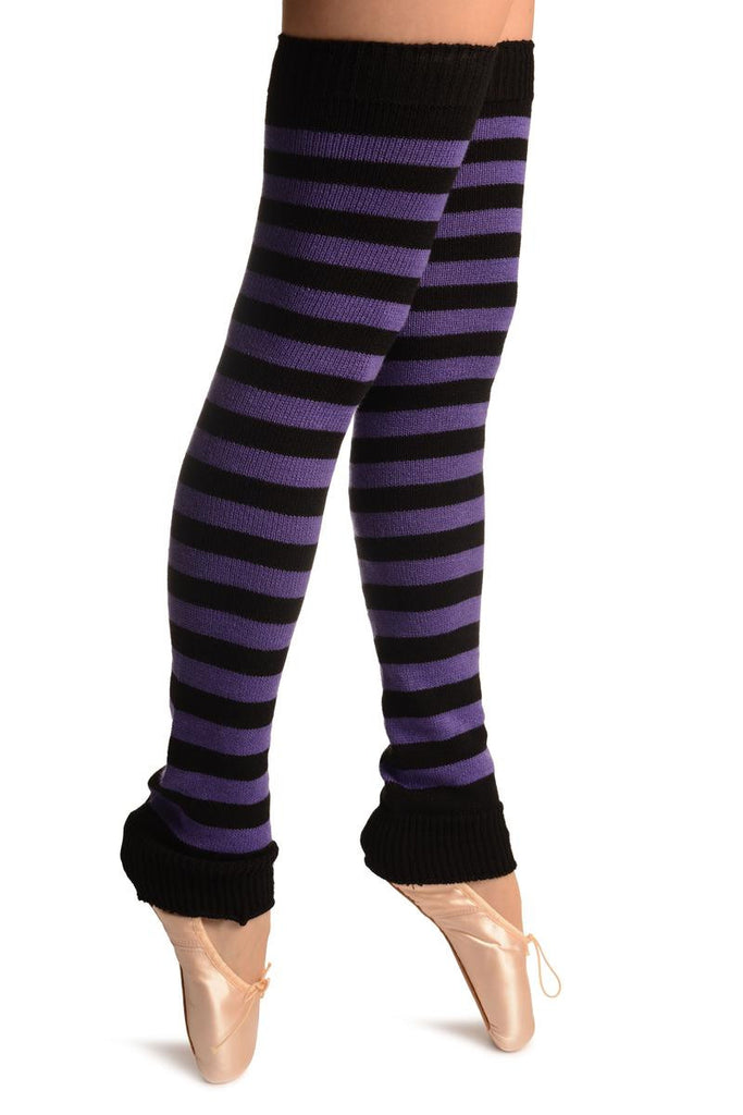 Liss Kiss Purple & Black Stripes Dance/Ballet Leg Warmers - Leg Warmers
