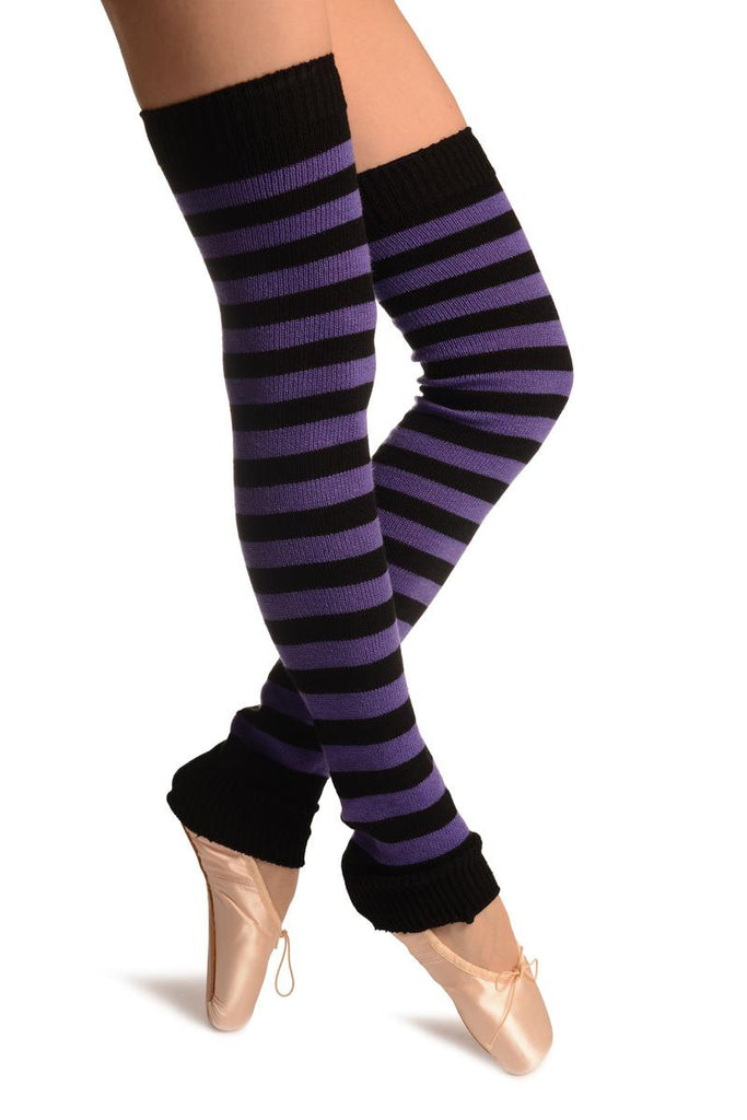 liss kiss Purple & Black Stripes Dance/Ballet Leg Warmers - Leg Warmers