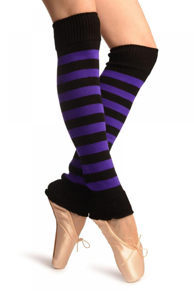 liss kiss Purple & Black Stripes Dance/Ballet Leg Warmers - Leg Warmers