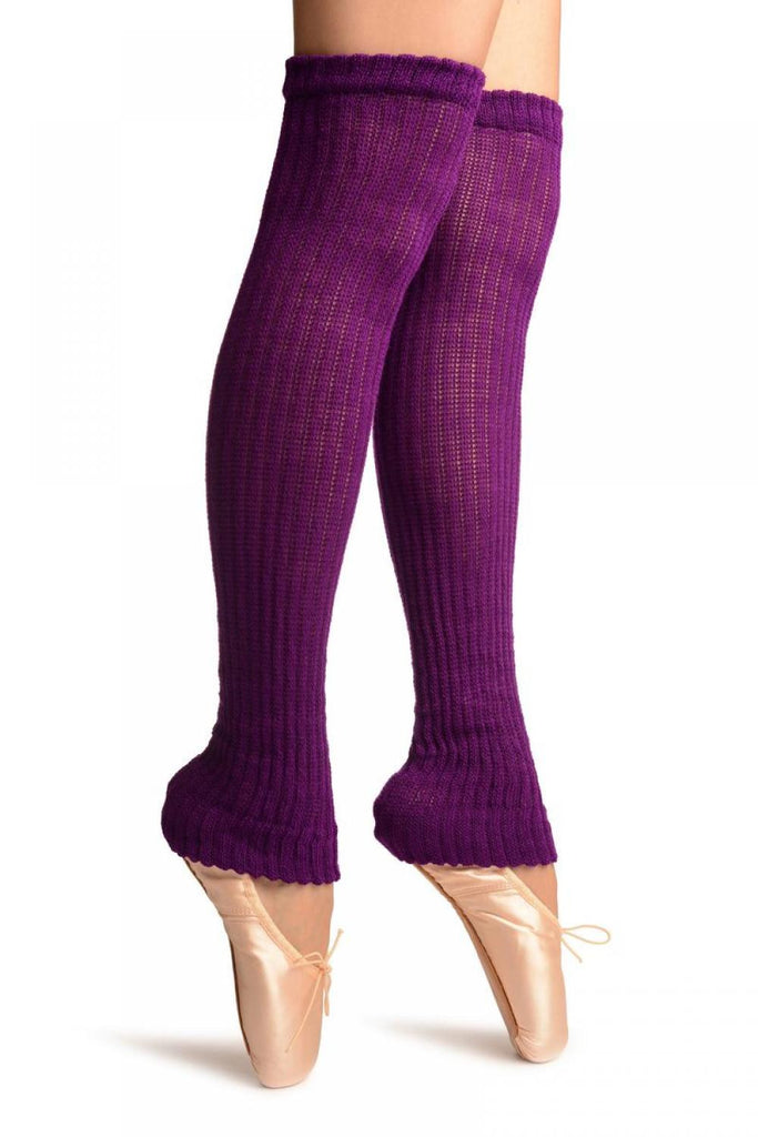 Liss Kiss Purple Double Rib Stitch Dance/Ballet Leg Warmers - Leg Warmers