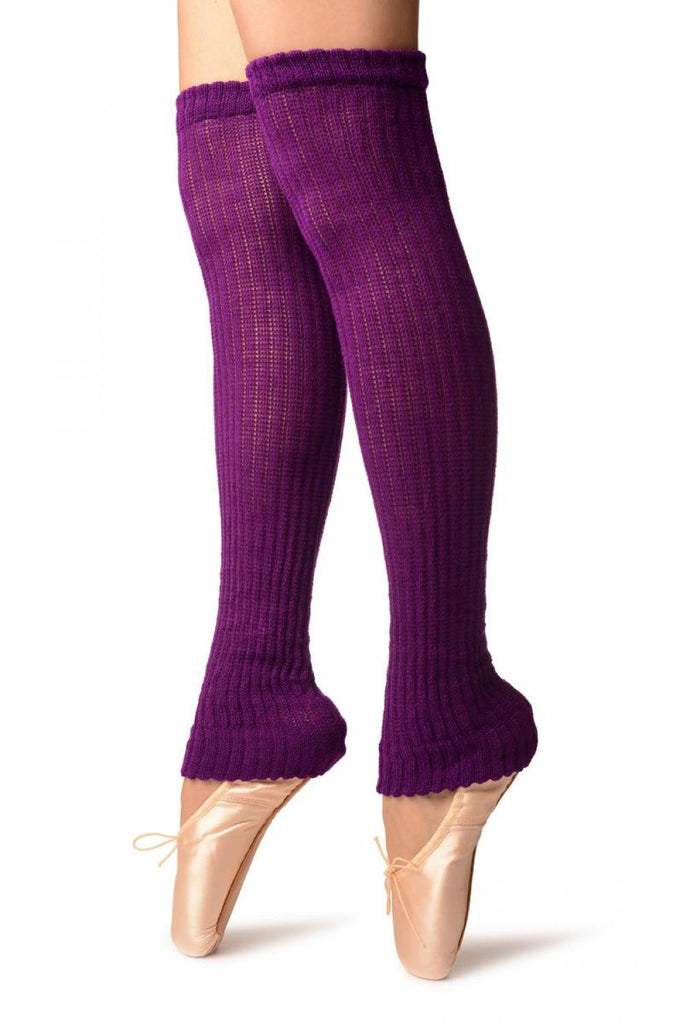 Liss Kiss Purple Double Rib Stitch Dance/Ballet Leg Warmers - Leg Warmers