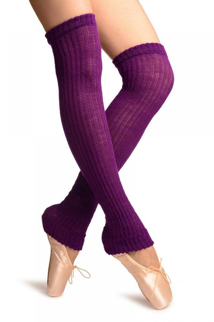 liss kiss Purple Double Rib Stitch Dance/Ballet Leg Warmers - Leg Warmers