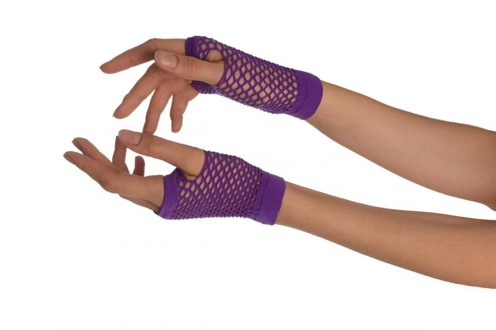 liss kiss Purple Fishnet Fingerless Party Gloves - Gloves