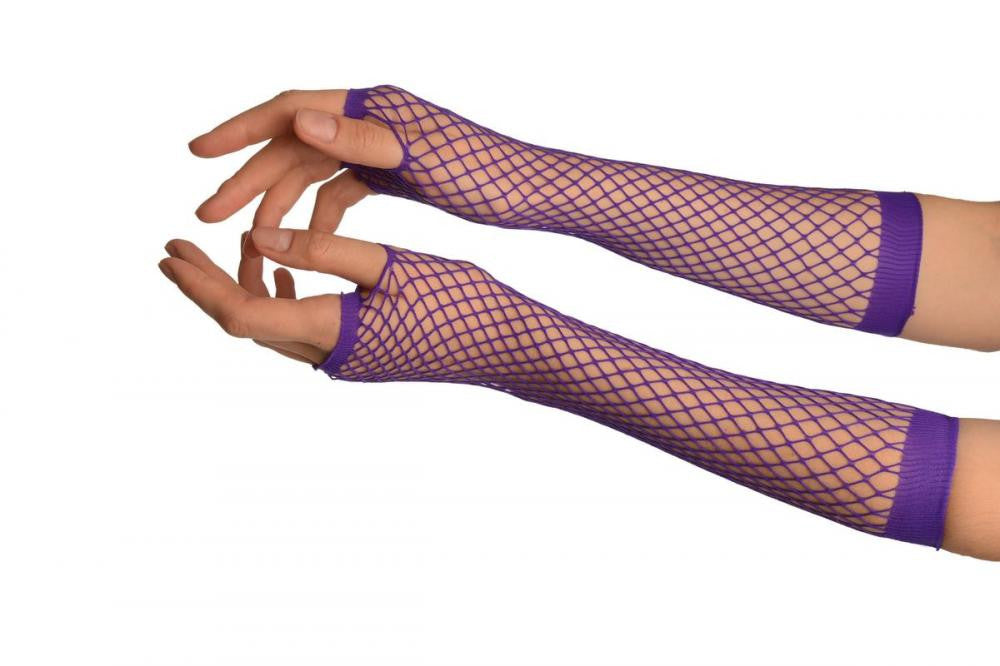 liss kiss Purple Fishnet Fingerless Party Gloves - Gloves