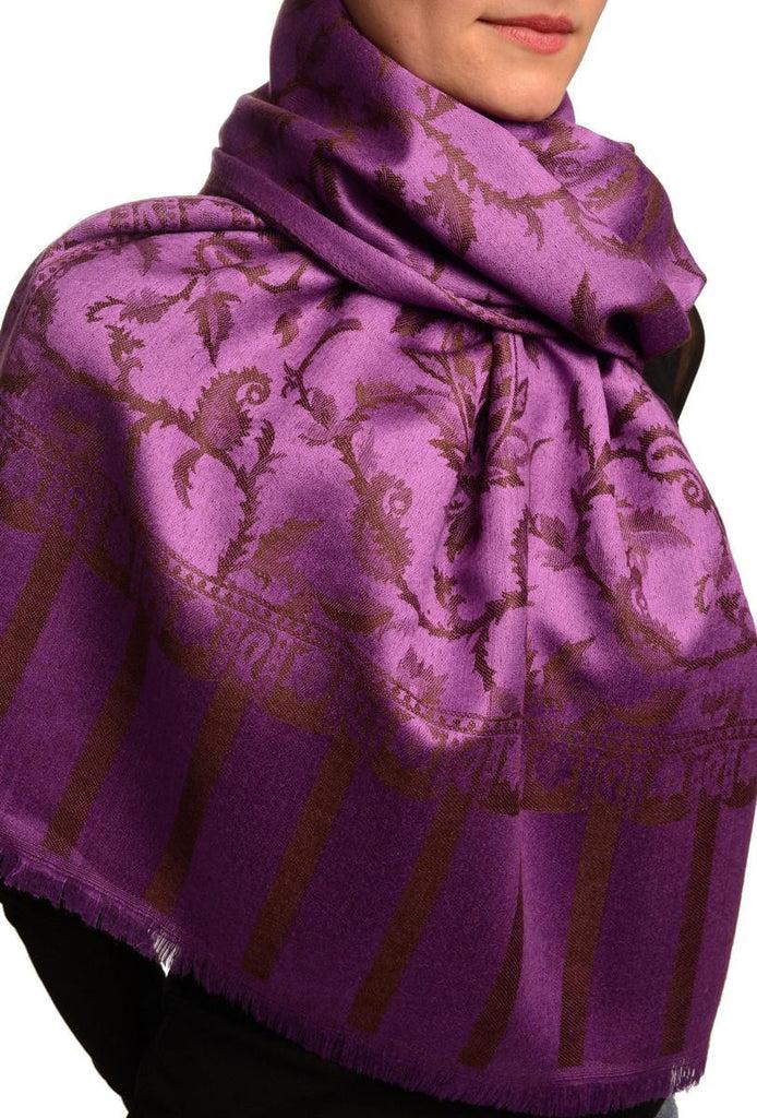 Liss Kiss Purple Large Paisley On Purple Pashmina Feel - Scarf