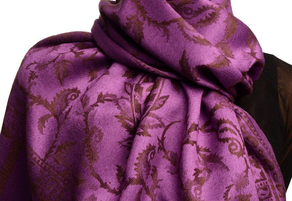 Liss Kiss Purple Large Paisley On Purple Pashmina Feel - Scarf