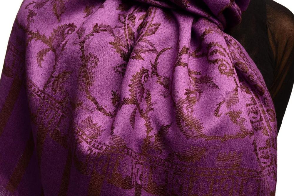 Liss Kiss Purple Large Paisley On Purple Pashmina Feel - Scarf