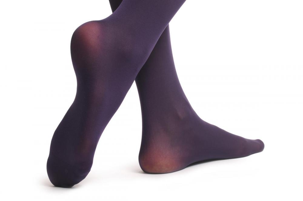 Liss Kiss Purple Luxurious Hold Ups With Floral Silicon Lace 60 Den - Hold Ups