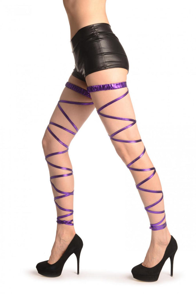 Liss Kiss Purple Metallic Leg Wrap With Elasticated Top - Leg Warmers