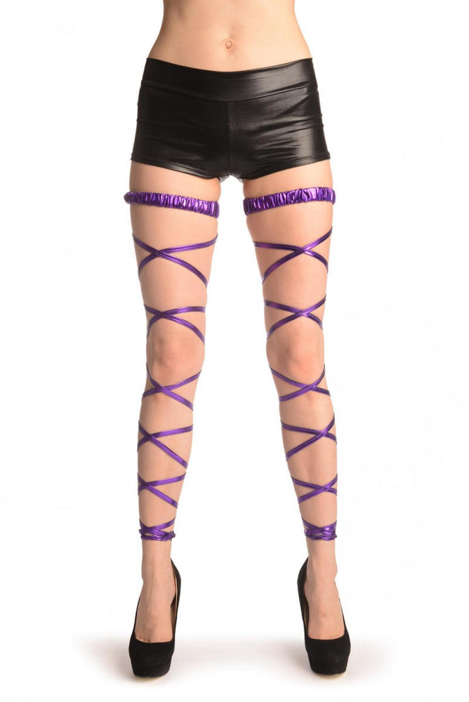 liss kiss Purple Metallic Leg Wrap With Elasticated Top - Leg Warmers
