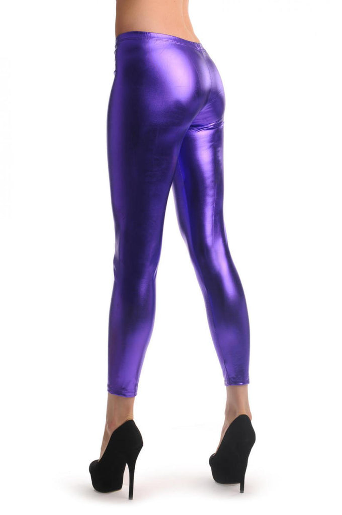 liss kiss Purple Shiny Faux Leather Wet Look - Leggings