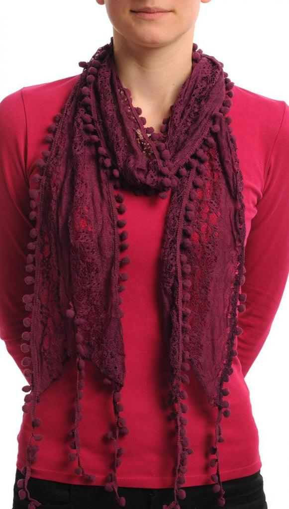 Liss Kiss Purple Vintage Lace With Soft Pearls - Scarf