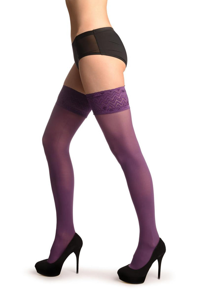 Liss Kiss Purple With Matching Silicon Garter - Hold Ups