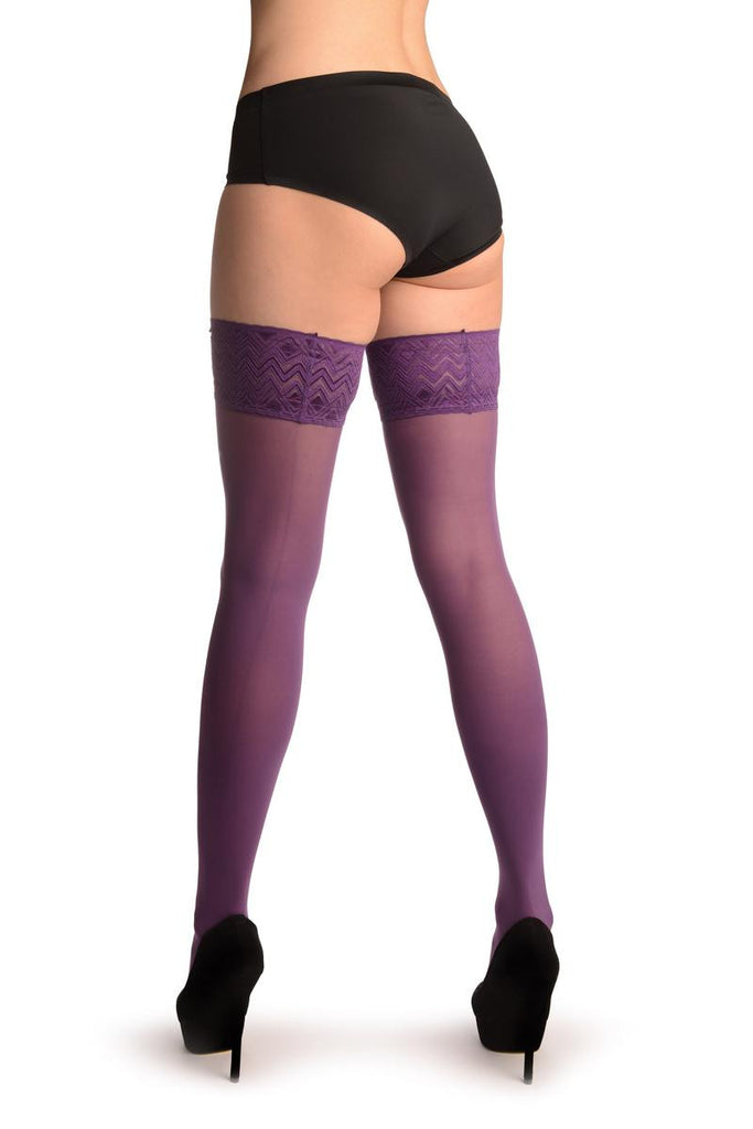 Liss Kiss Purple With Matching Silicon Garter - Hold Ups