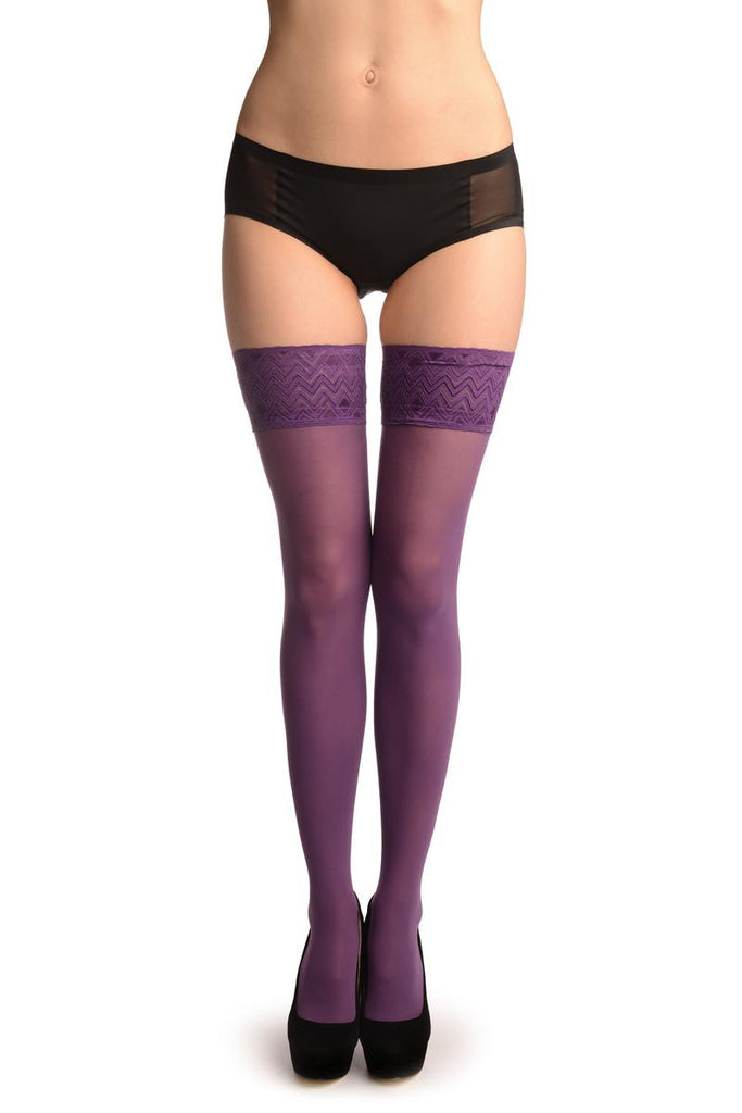 liss kiss Purple With Matching Silicon Garter - Hold Ups