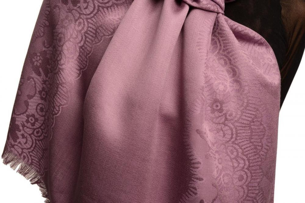 Liss Kiss Purple Woven Lace On Purple Pashmina Feel - Scarf