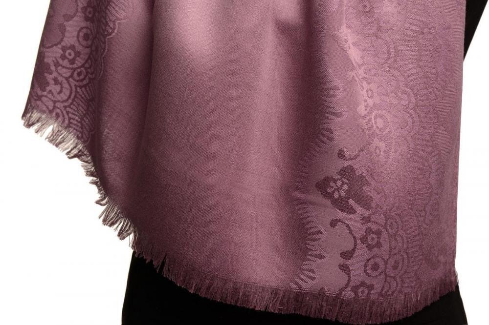 Liss Kiss Purple Woven Lace On Purple Pashmina Feel - Scarf