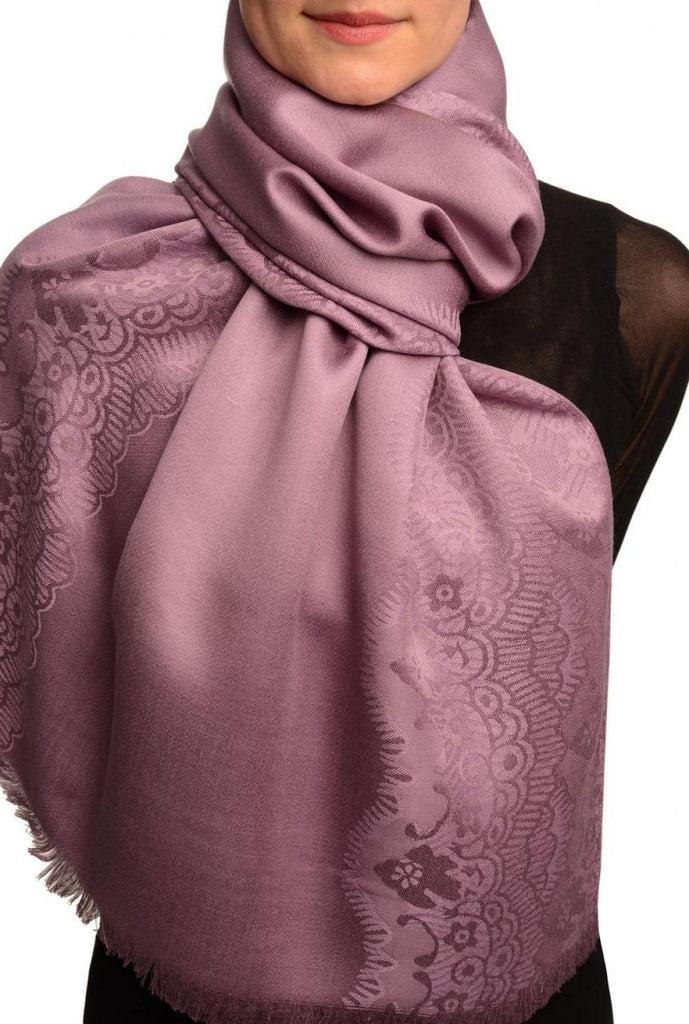 liss kiss Purple Woven Lace On Purple Pashmina Feel - Scarf
