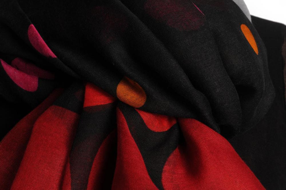 Liss Kiss Rainbow Polka Dots On Black Unisex Scarf & Beach Sarong - Scarf