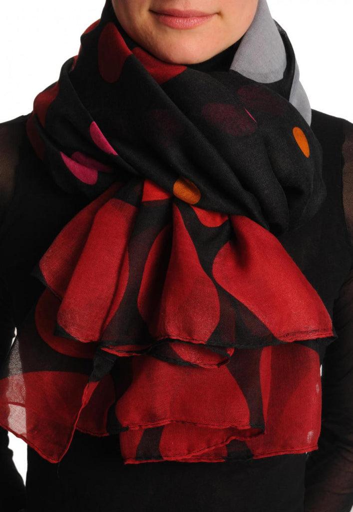 liss kiss Rainbow Polka Dots On Black Unisex Scarf & Beach Sarong - Scarf