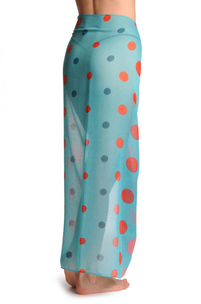 Liss Kiss Rainbow Polka Dots On Blue Unisex Scarf & Beach Sarong - Scarf