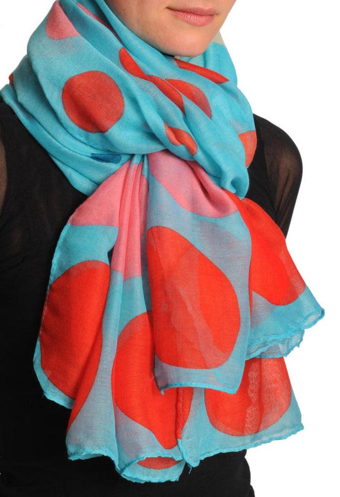 Liss Kiss Rainbow Polka Dots On Blue Unisex Scarf & Beach Sarong - Scarf