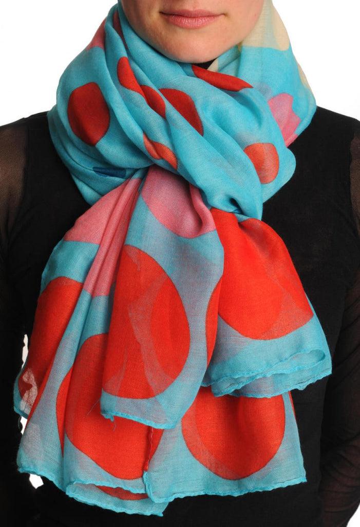 liss kiss Rainbow Polka Dots On Blue Unisex Scarf & Beach Sarong - Scarf