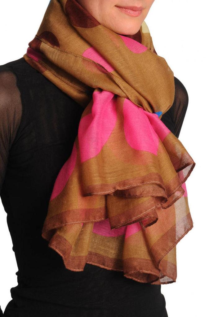 Liss Kiss Rainbow Polka Dots On Brown Unisex Scarf & Beach Sarong - Scarf
