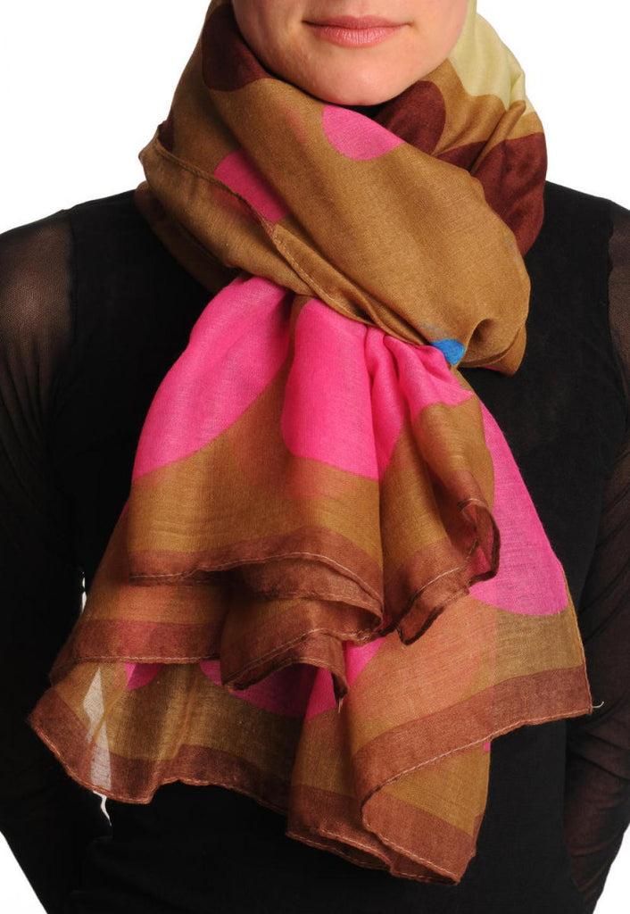 liss kiss Rainbow Polka Dots On Brown Unisex Scarf & Beach Sarong - Scarf