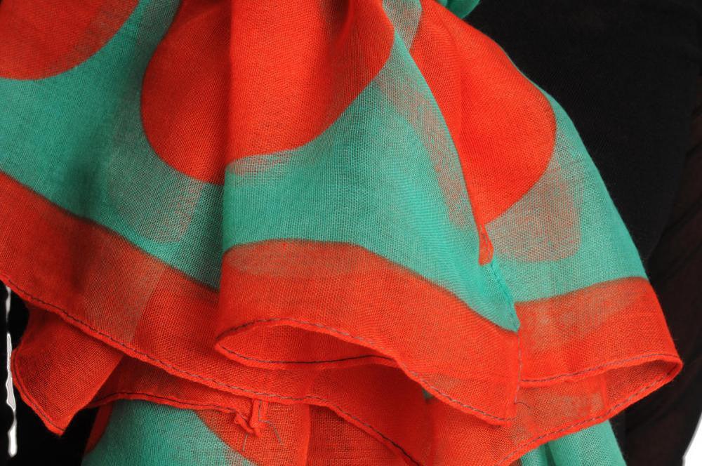 Liss Kiss Rainbow Polka Dots On Green Unisex Scarf & Beach Sarong - Scarf