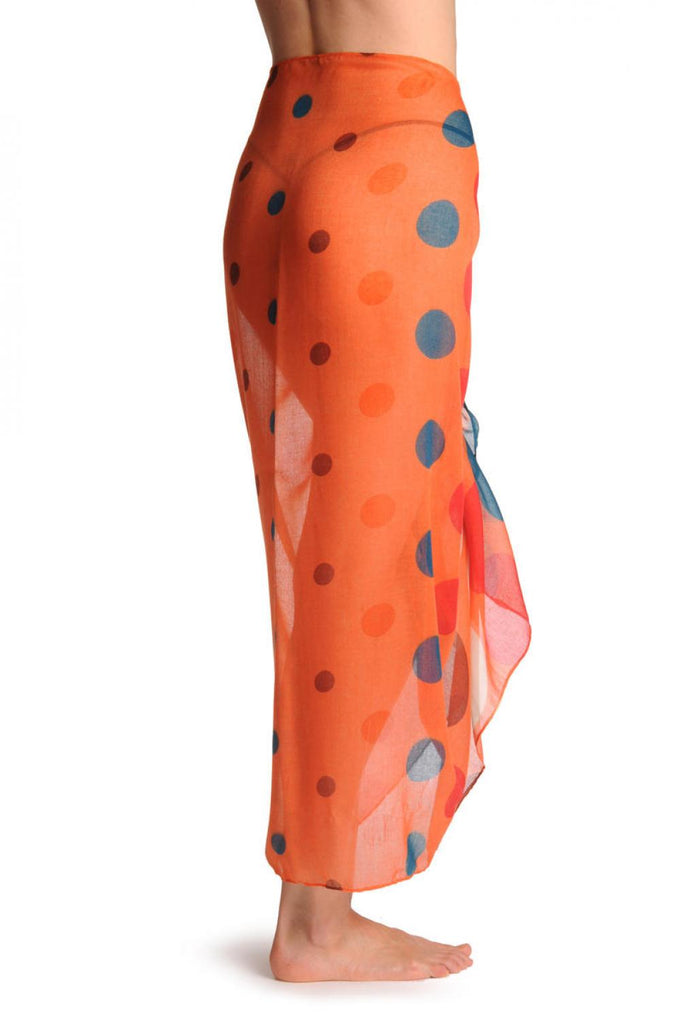 Liss Kiss Rainbow Polka Dots On Peach Orange Unisex Scarf & Beach Sarong - Scarf