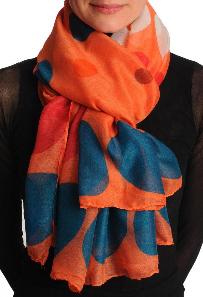 liss kiss Rainbow Polka Dots On Peach Orange Unisex Scarf & Beach Sarong - Scarf