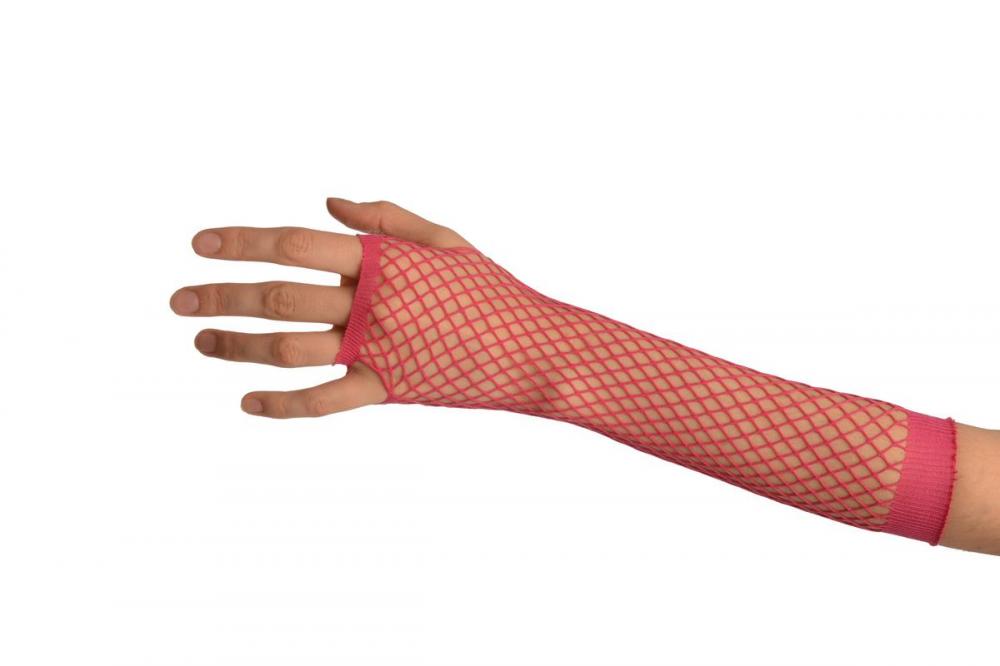 Liss Kiss Raspberry Red Fishnet Fingerless Party Gloves - Gloves