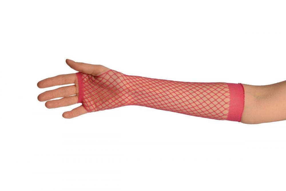 Liss Kiss Raspberry Red Fishnet Fingerless Party Gloves - Gloves