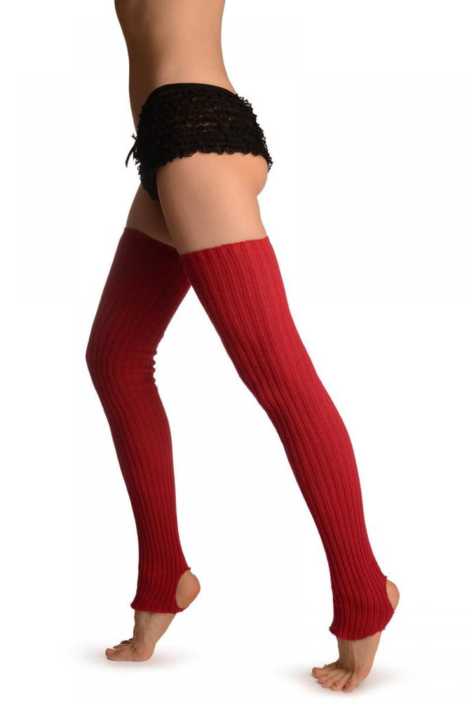 liss kiss Raspberry Red Stirrup Dance/Ballet Leg Warmers - Leg Warmers