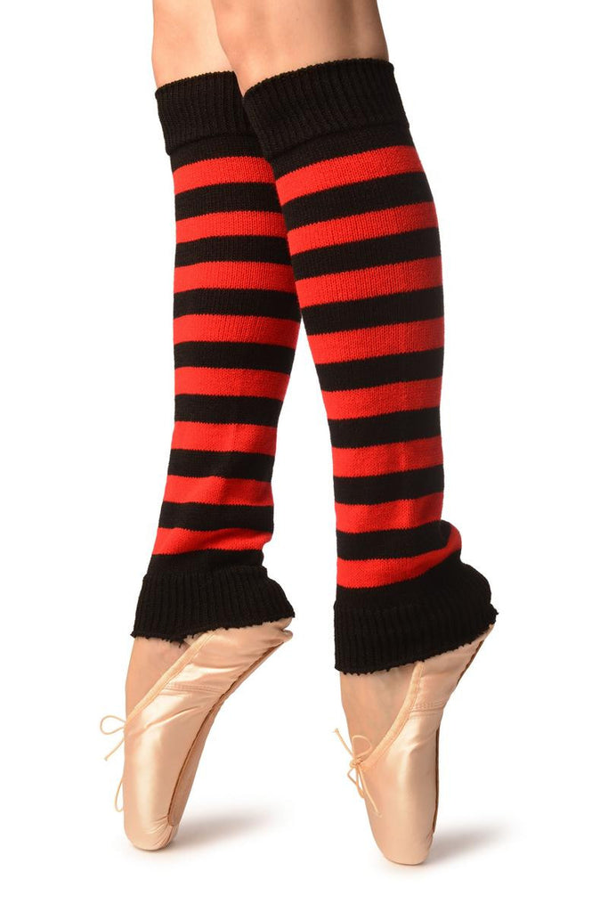 Liss Kiss Red & Black Stripes Dance/Ballet Leg Warmers - Leg Warmers