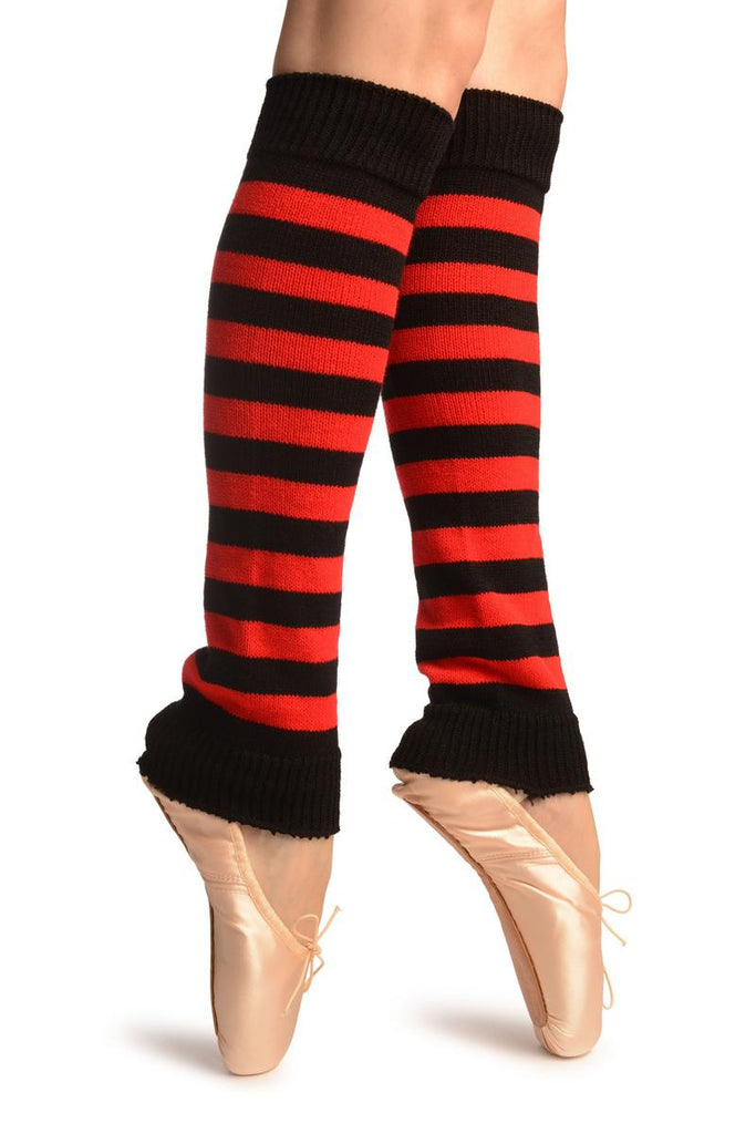 Liss Kiss Red & Black Stripes Dance/Ballet Leg Warmers - Leg Warmers