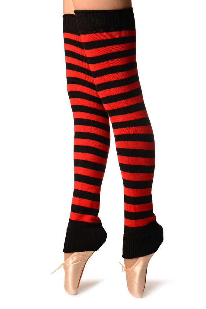 Liss Kiss Red & Black Stripes Dance/Ballet Leg Warmers - Leg Warmers