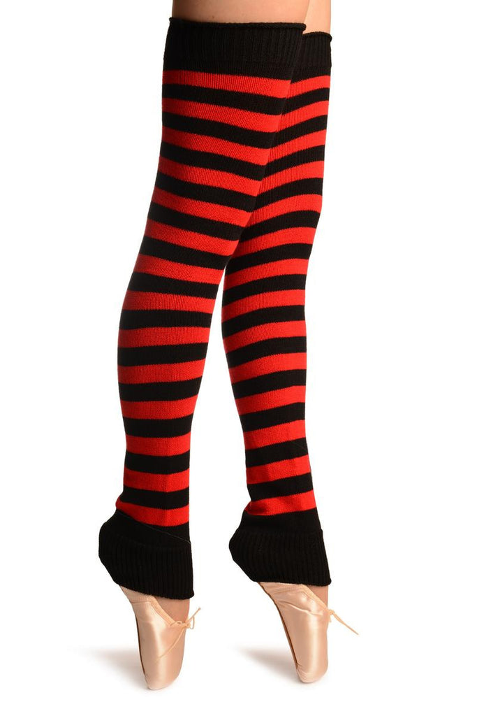 Liss Kiss Red & Black Stripes Dance/Ballet Leg Warmers - Leg Warmers