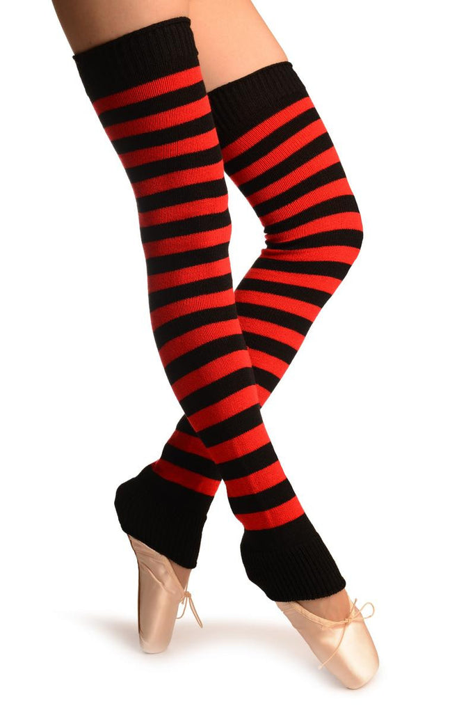 liss kiss Red & Black Stripes Dance/Ballet Leg Warmers - Leg Warmers