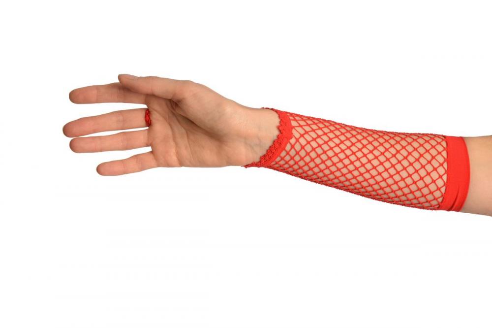 Liss Kiss Red Finger Loop Fishnet Party Gloves - Gloves